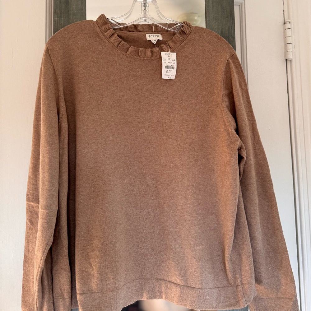 J Crew Ruffle Cotton Sweater Cozy Transitional - Picture 7 of 7